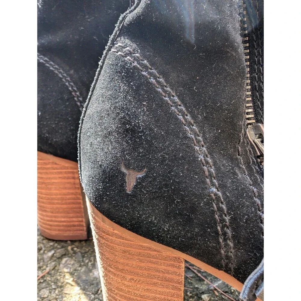 Windsor Smith Shoes Women Sz 8‎ Black Leather Suede Gloria Western Ankle Booties